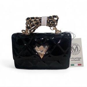 Valentino Orlandi black glossy quilted bag